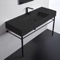 Modern Matte Black Ceramic Console Sink and Matte Black Base, 48