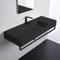 Wall Mounted Matte Black Ceramic Sink With Matte Black Towel Bar