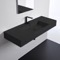 Matte Black Ceramic Wall Mounted or Vessel Sink With Counter Space