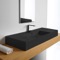 Black Ceramic Wall Mounted or Vessel Sink With Counter Space