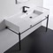 Ceramic Console Sink and Matte Black Stand, 48