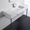 Rectangular Ceramic Console Sink and Polished Chrome Stand, 48