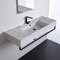 Wall Mounted Marble Design Ceramic Sink With Matte Black Towel Bar