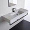 Wall Mounted Marble Design Ceramic Sink With Black Towel Bar