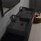 Double Black Ceramic Wall Mounted or Vessel Sink With Counter Space