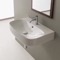 Round White Ceramic Wall Mounted Sink