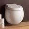 Modern Wall Mount Toilet, Ceramic, Rounded