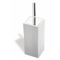 Toilet Brush Holder, White Ceramic with Chrome Handle