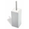 Toilet Brush Holder, White Ceramic with Satin Nickel Handle