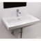 Rectangular White Ceramic Drop In or Wall Mounted Bathroom Sink