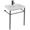 Ceramic Console Sink and Matte Black Stand