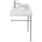 Rectangular Ceramic Console Sink and Polished Chrome Stand, 32