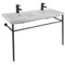 Double Ceramic Console Sink and Matte Black Stand, 48