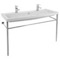 Large Double Ceramic Console Sink and Polished Chrome Stand