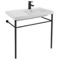 Ceramic Console Sink and Matte Black Stand, 32