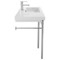 Rectangular Ceramic Console Sink and Polished Chrome Stand, 32