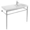 Rectangular Ceramic Console Sink and Polished Chrome Stand, 40