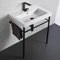 Ceramic Console Sink and Matte Black Stand