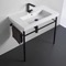 Ceramic Console Sink and Matte Black Stand, 32