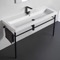 Large Ceramic Console Sink and Matte Black Stand, 48