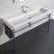 Large Rectangular Ceramic Console Sink and Polished Chrome Stand, 48