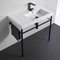 Ceramic Console Sink and Matte Black Stand, 32