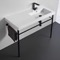 Ceramic Console Sink and Matte Black Stand, 40