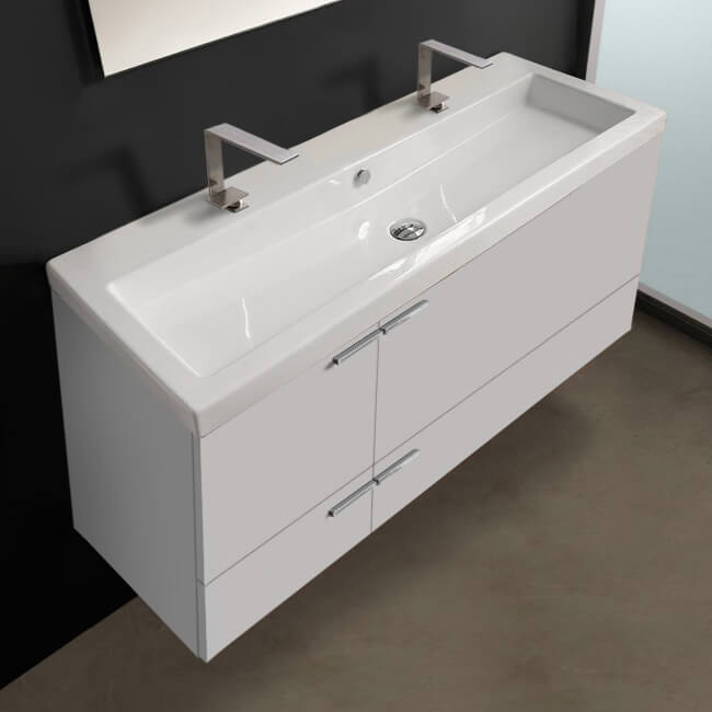 Acf Ans39 Glossy White Bathroom Vanity, 47 Bathroom Vanity Sink Cabinet