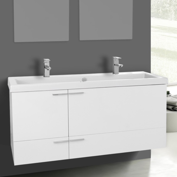 Acf Ans39 Glossy White Bathroom Vanity New Space Nameek S Acf Ans39 Glossy White Bathroom Vanity, 47 Inch Double Bathroom Vanity