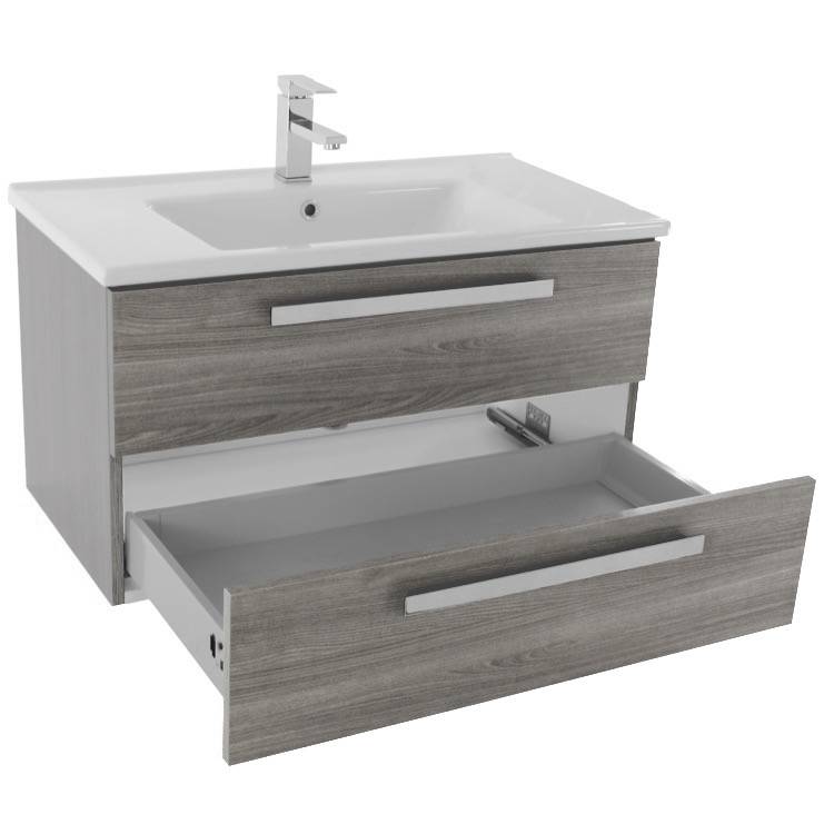 Acf Da05 Grey Walnut Bathroom Vanity, 33 Bathroom Vanity Cabinets