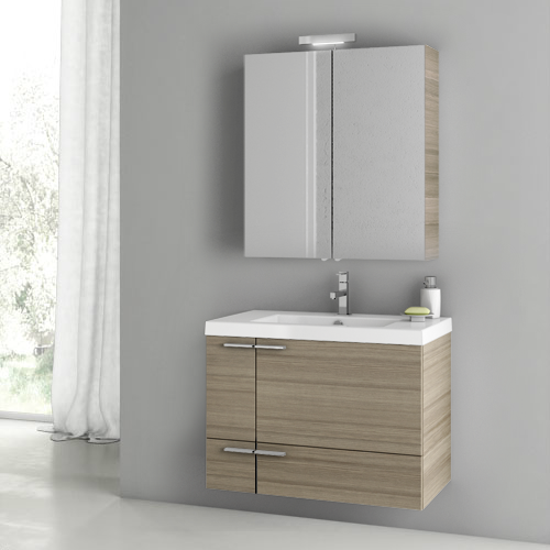 Bathroom Vanity, ACF ANS13, Modern Wall Mounted Bathroom Vanity Cabinet, 31