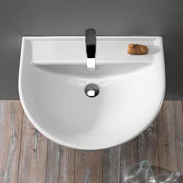 CeraStyle Bella Round Ceramic Pedestal Sink *BASIN TOP only*, White 24 x 20