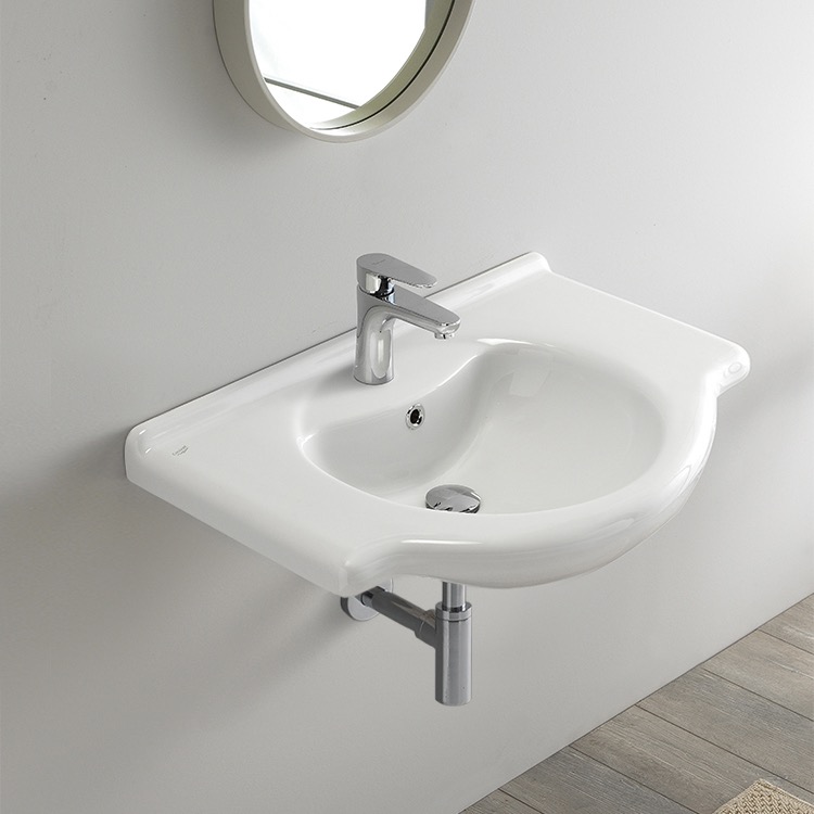Nameeks Nil Wall Mounted Bathroom Sink in White Nameeks Nil Wall Mounted Bathroom Sink in White