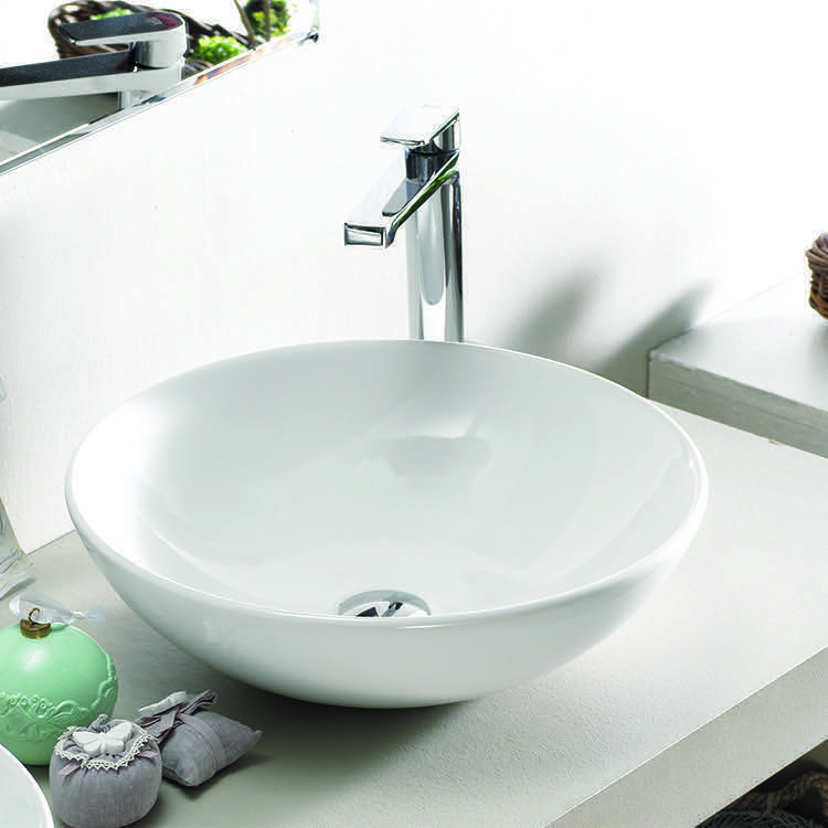 Bathroom Sink, CeraStyle 071600-U, Round White Ceramic Vessel Sink