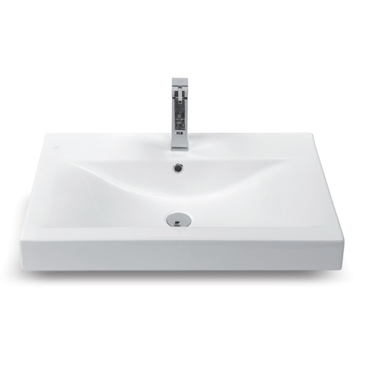 Cerastyle 064200 U Bathroom Sink Mona, White Rectangle Drop In Bathroom Sink