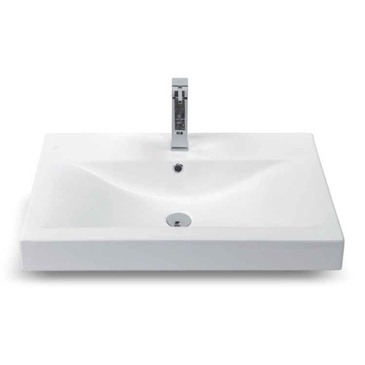 Nameeks Mona Wall Mounted Bathroom Sink in White Nameeks Mona Wall Mounted Bathroom Sink in White