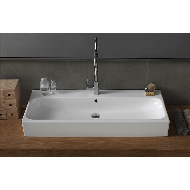 Nameeks Pinto Wall Mounted Bathroom Sink in White Nameeks Pinto Wall Mounted Bathroom Sink in White