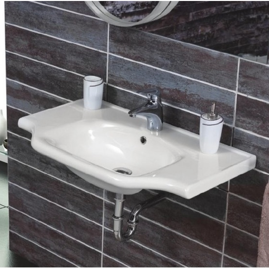 Bathroom Sink, CeraStyle 081000-U, Rectangular White Ceramic Wall Mounted or Drop In Sink