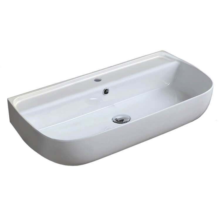 Nameeks Cangas Wall Mounted Ceramic Bathroom Sink in White