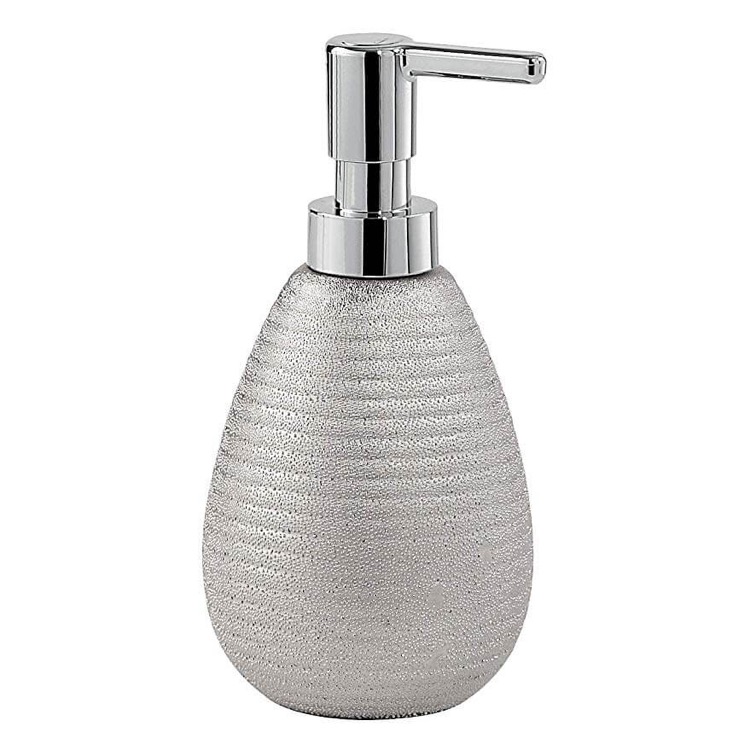Soap Dispenser, Gedy AD80-73, Silver Finish Soap Dispenser Made From Pottery