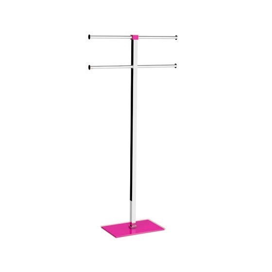 Towel Stand, Gedy RA31-76, Steel and Resin Pink Towel Holder