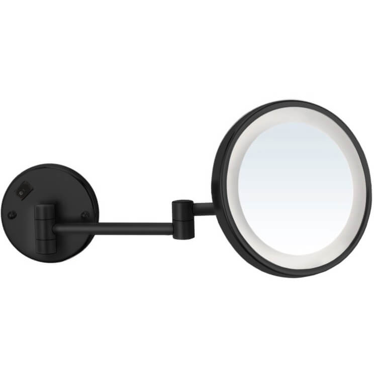 Makeup Mirror, Nameeks AR7703-BLK-5x, Matte Black Wall Mounted 5x Magnifying Mirror with LED, Hardwired
