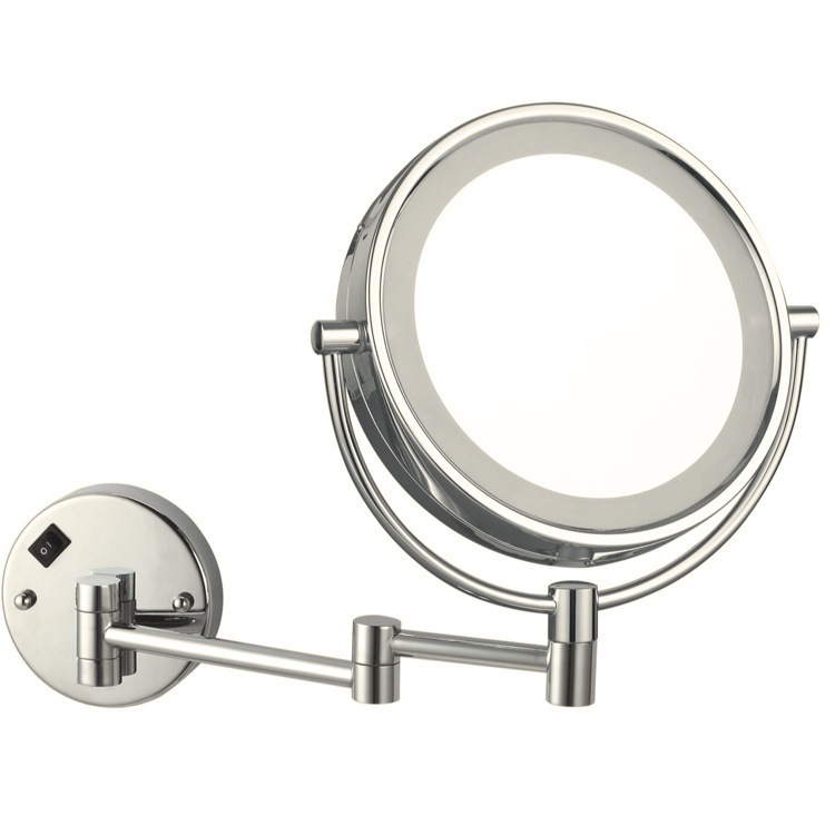 Makeup Mirror, Nameeks AR7705-SNI-3x, Satin Nickel Double Face Round LED 3x Magnifying Mirror, Hardwired