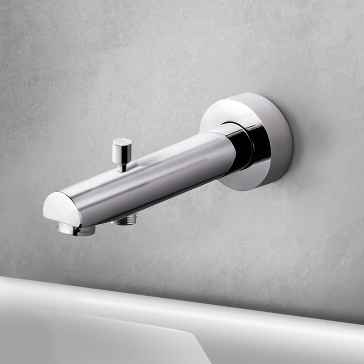 Tub Spout, Remer 91MD-CR, Built-In Tub Spout With Diverter