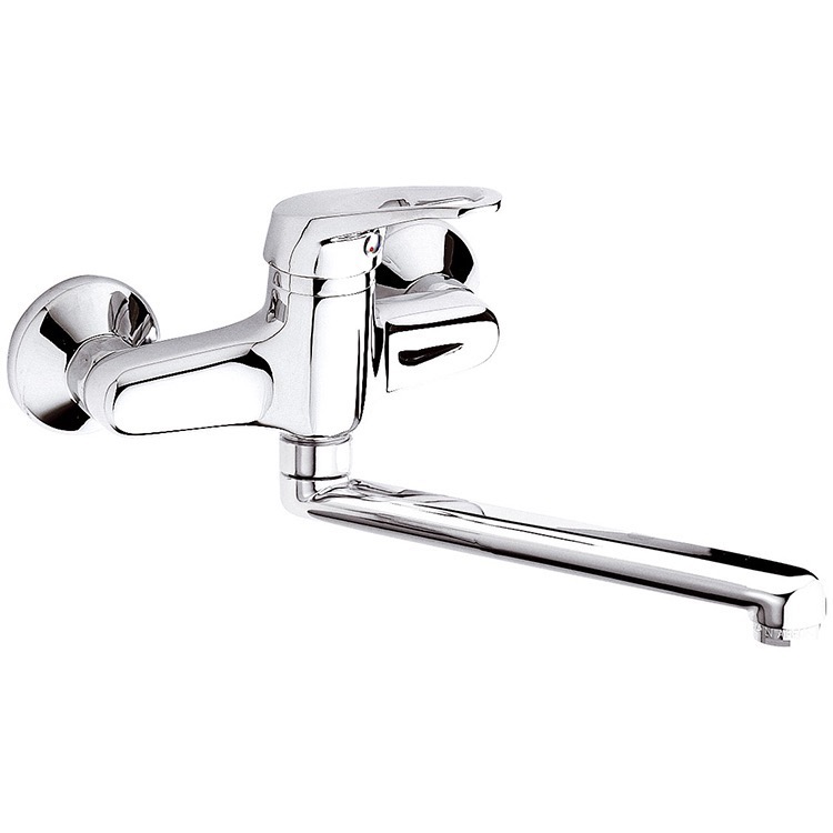 Tub Filler, Remer R41, Chrome Wall-Mounted Tub Filler With Movable Spout