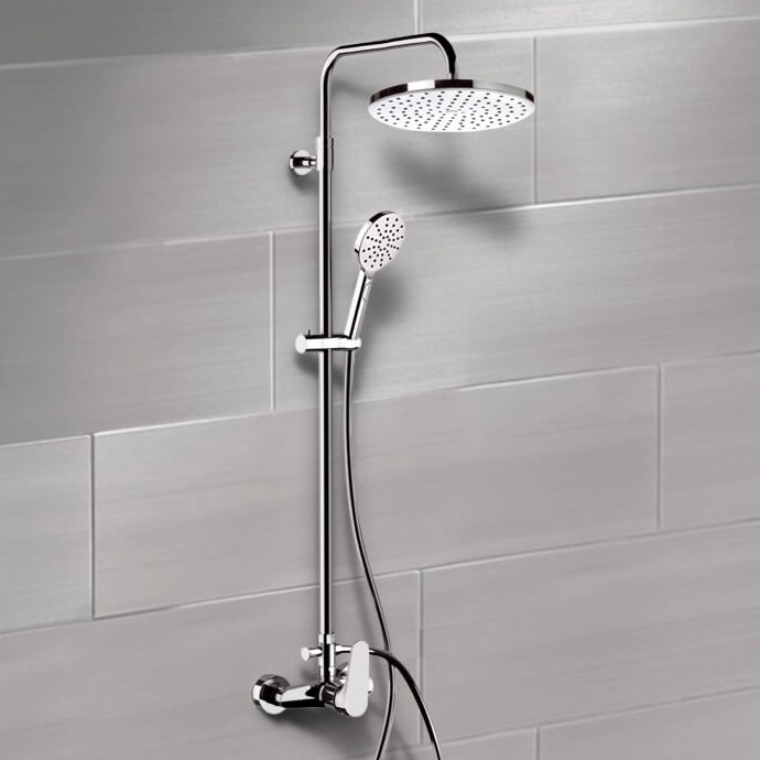Exposed Pipe Shower, Remer SC531, Chrome Exposed Pipe Shower System with 10