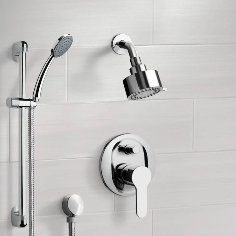 Shower Faucet, Remer SFR13, Chrome Shower System with Multi Function Shower Head and Hand Shower