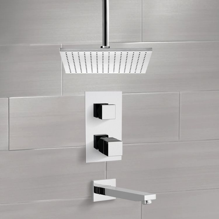 Tub and Shower Faucet, Remer TSF2402, Thermostatic Tub and Shower Faucet Sets with Ceiling 12
