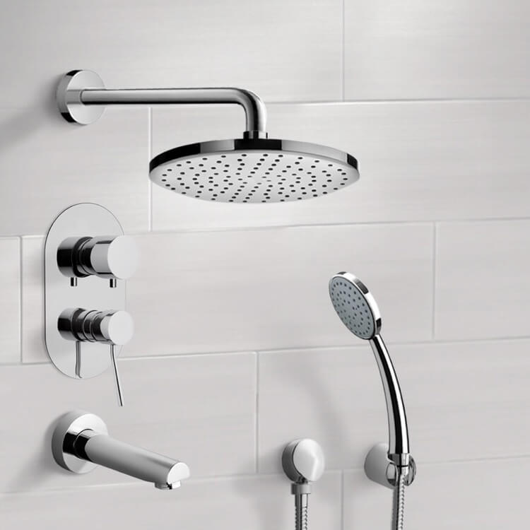 Tub and Shower Faucet, Remer TSH02, Chrome Tub and Shower System with 8