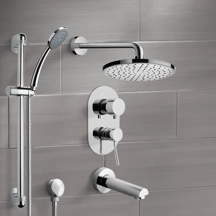 Tub and Shower Faucet, Remer TSR07, Chrome Tub and Shower System with 8